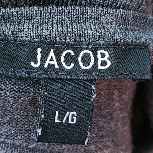 Jacob Charcoal Gray 85% Merino Wool Deep V-Neck Sweater - Picture 4 of 5